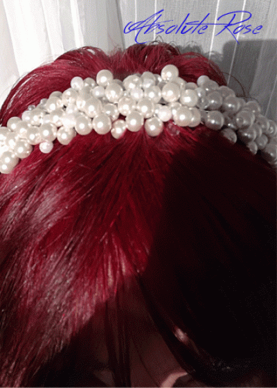 Булчинска дизайнерска диадема от перли и кристали Shining Pearls цвят бяло